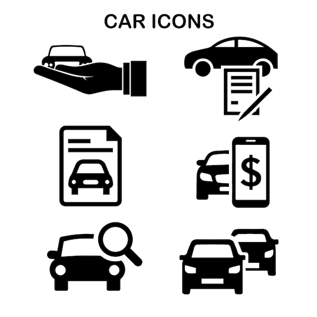 A black and white illustration of a car icons with a dollar sign on the top.