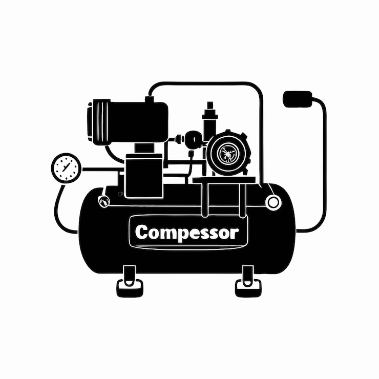 Vector a black and white illustration of a compressor
