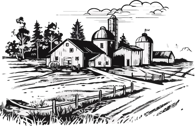 Black and white illustration for farm eps file