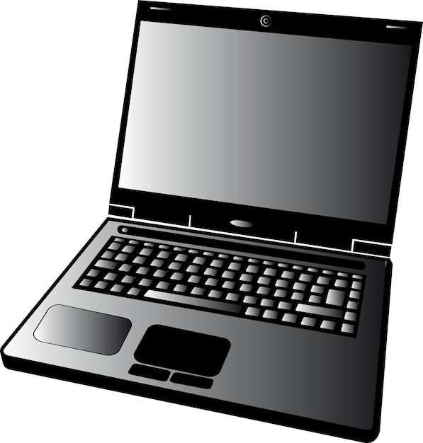 Black And White Illustration Of A Laptop Computer Isolated On Transparent Background