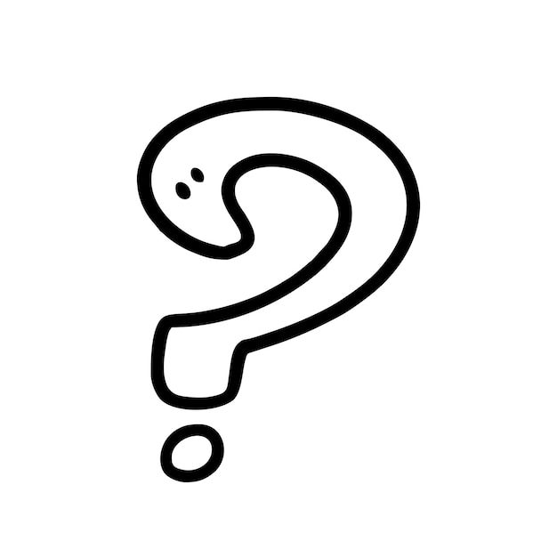 A black and white illustration of a question mark.