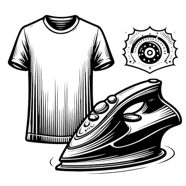 Vettore illustrazione in bianco e nero di una maglietta bianca