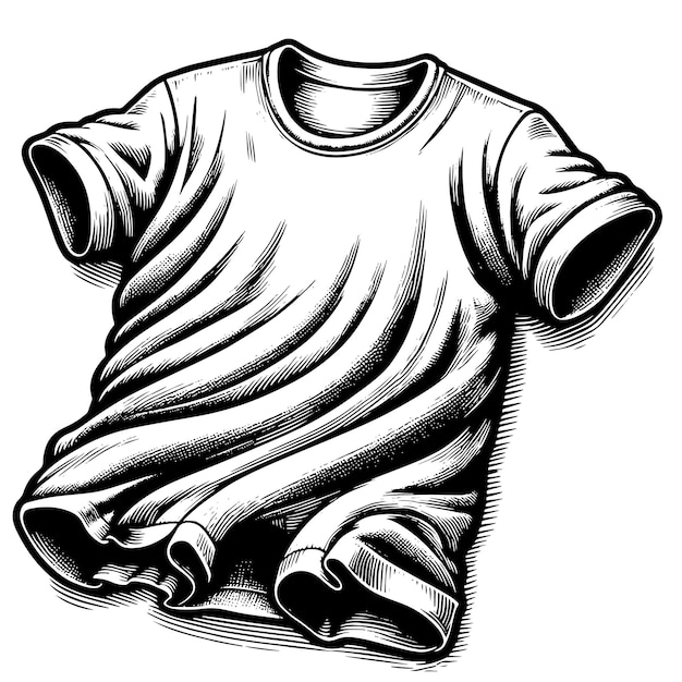 Vector black and white illustration of a white tshirt