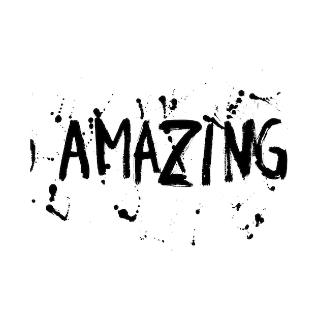 A black and white illustration of the word amazing.