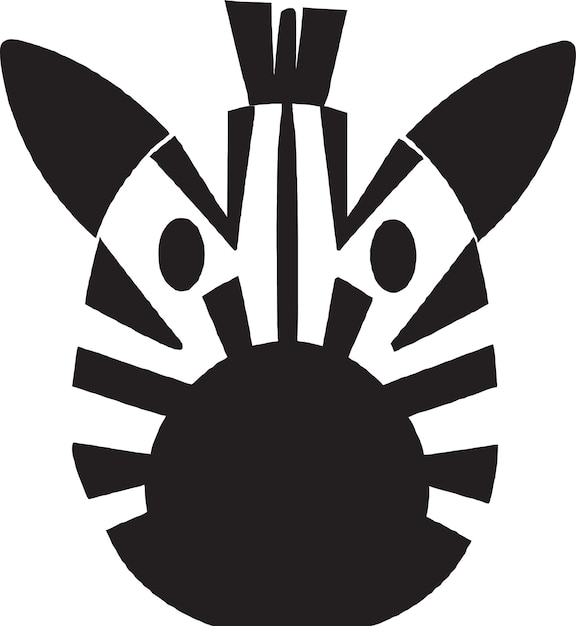 Vector a black and white illustration of a zebra face.