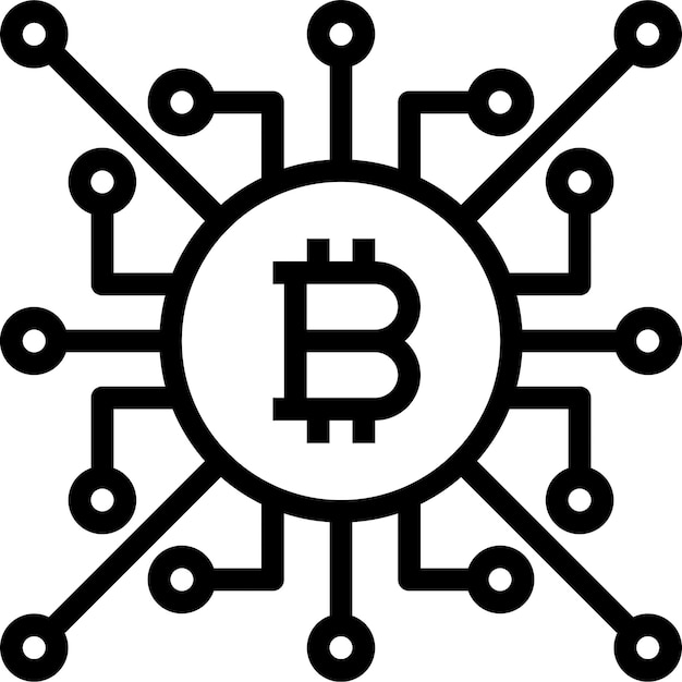 a black and white image of a bitcoin surrounded by circles