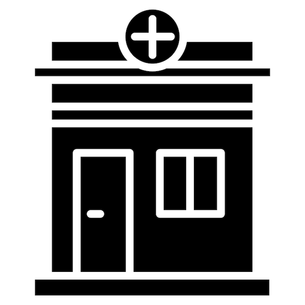 a black and white image of a black box with a symbol for the pharmacy