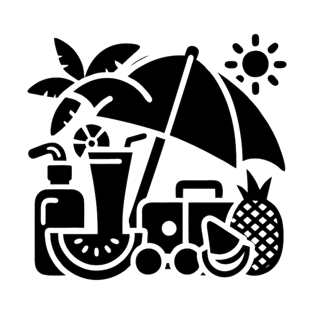черно-белое изображение черно- белого изображения зонтика со словом "фрукт" на нем
