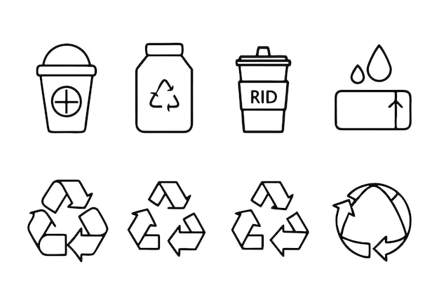 a black and white image of a bottle and a container with a label that says quot recycle quot