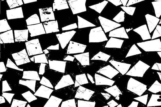 A black and white image of broken tiles with the words 