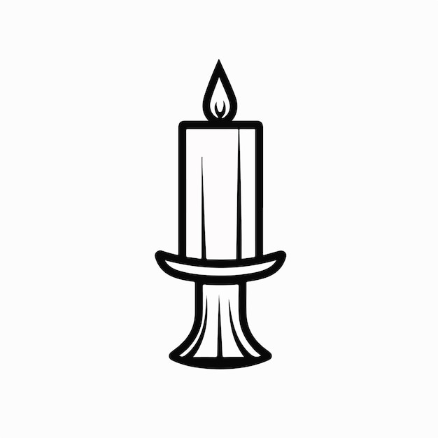 Vector a black and white image of a candle on a white background