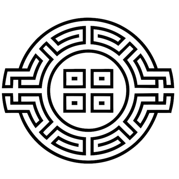 색 배경을 가진 원의 검은색과 색 이미지