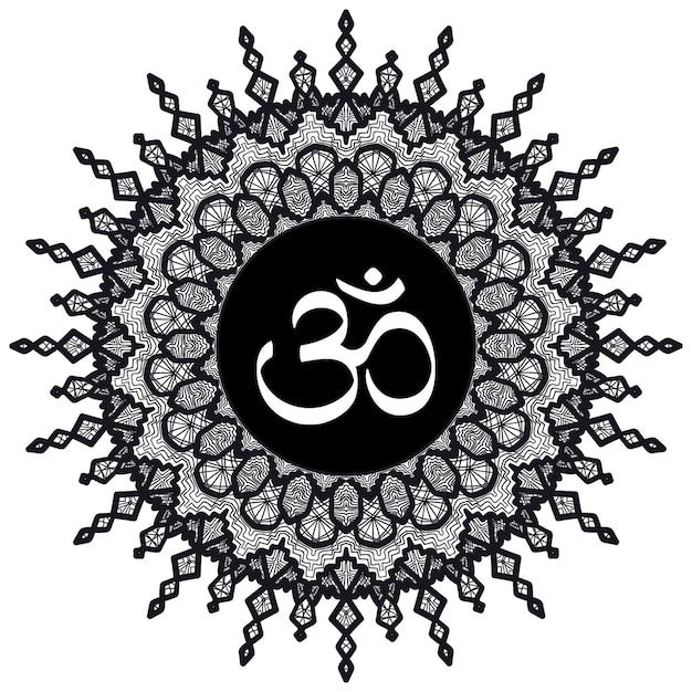 Vector a black and white image of a circular design with an om sign