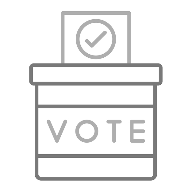 a black and white image of a container with the word vote on it