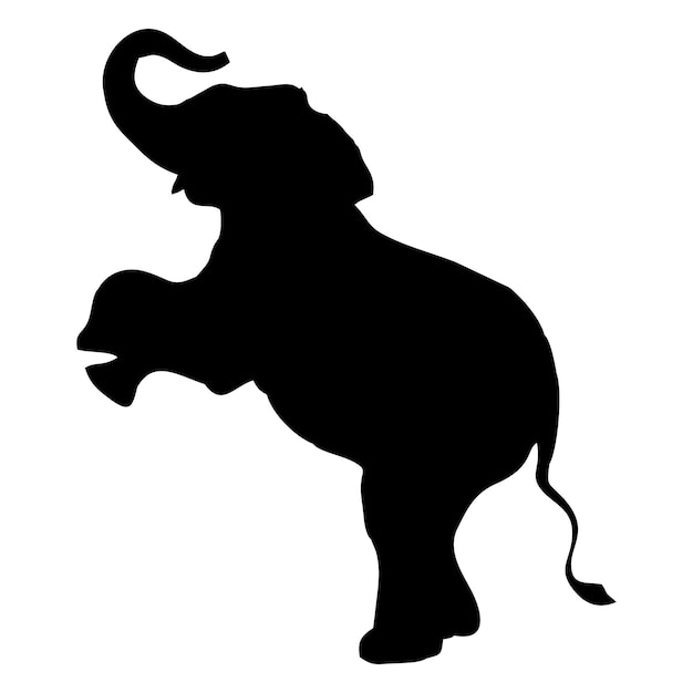 A black and white image of an elephant with a tusk