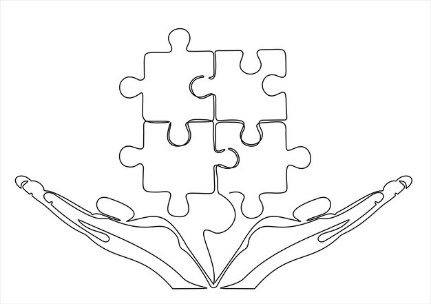 Черно-белое изображение руки, держащей кусочек головоломки.