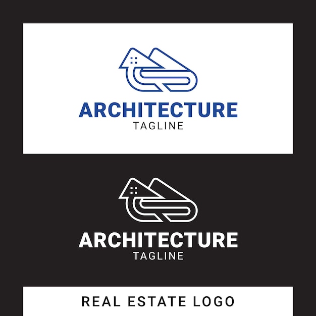 A black and white image of a house with a mountain and a logo that says architecture