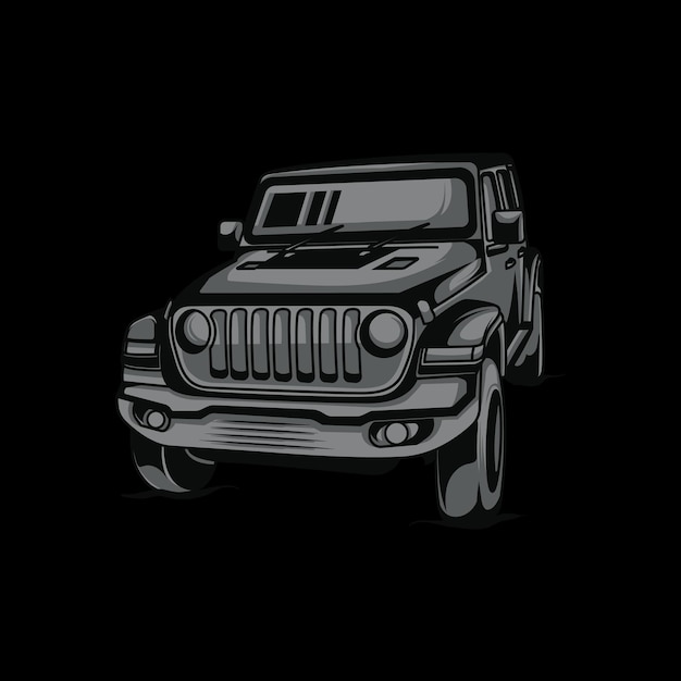 Vector a black and white image of a jeep with the word jeep on it.