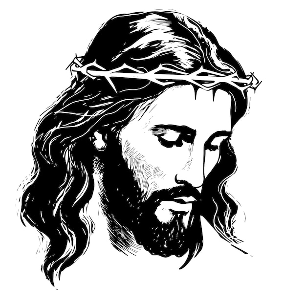 Black and white image of Jesus Christ