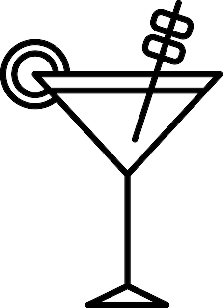 Vector a black and white image of a martini with a symbol for a martini