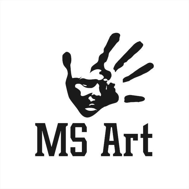 Vettore un'immagine in bianco e nero di un logo ms art.