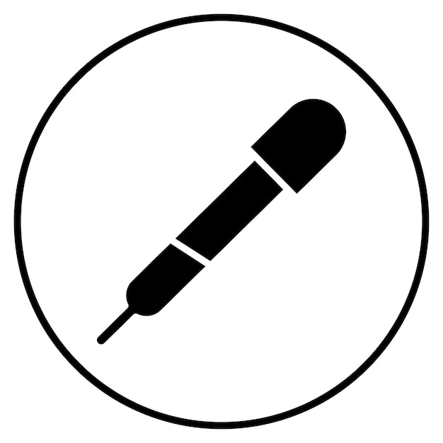 Vector a black and white image of a pen and a circle with a white background