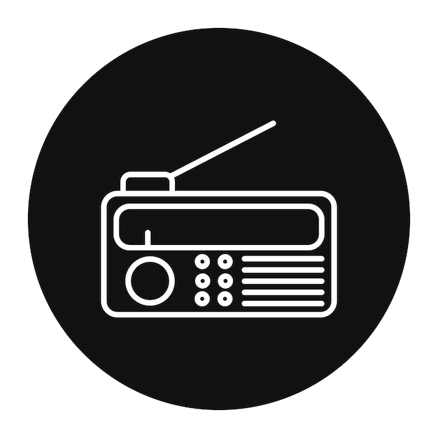 a black and white image of a radio with a black background