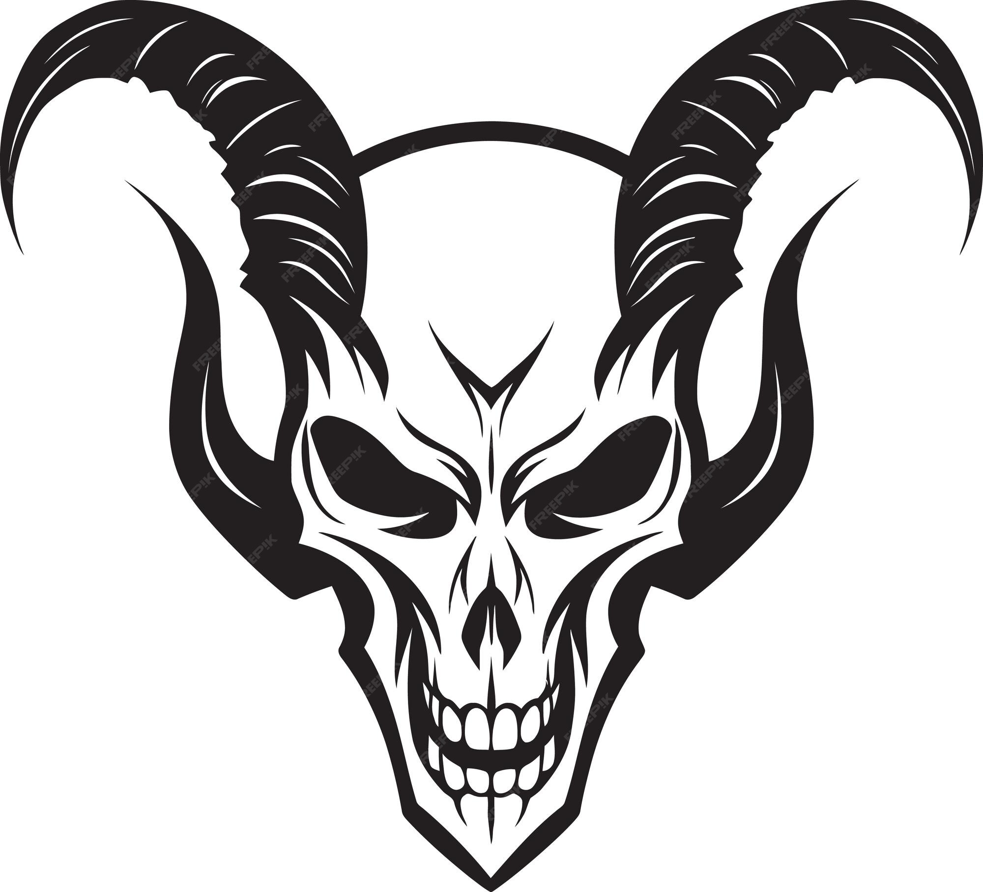 A black and white image of a ram with horns and horns | Premium AI ...