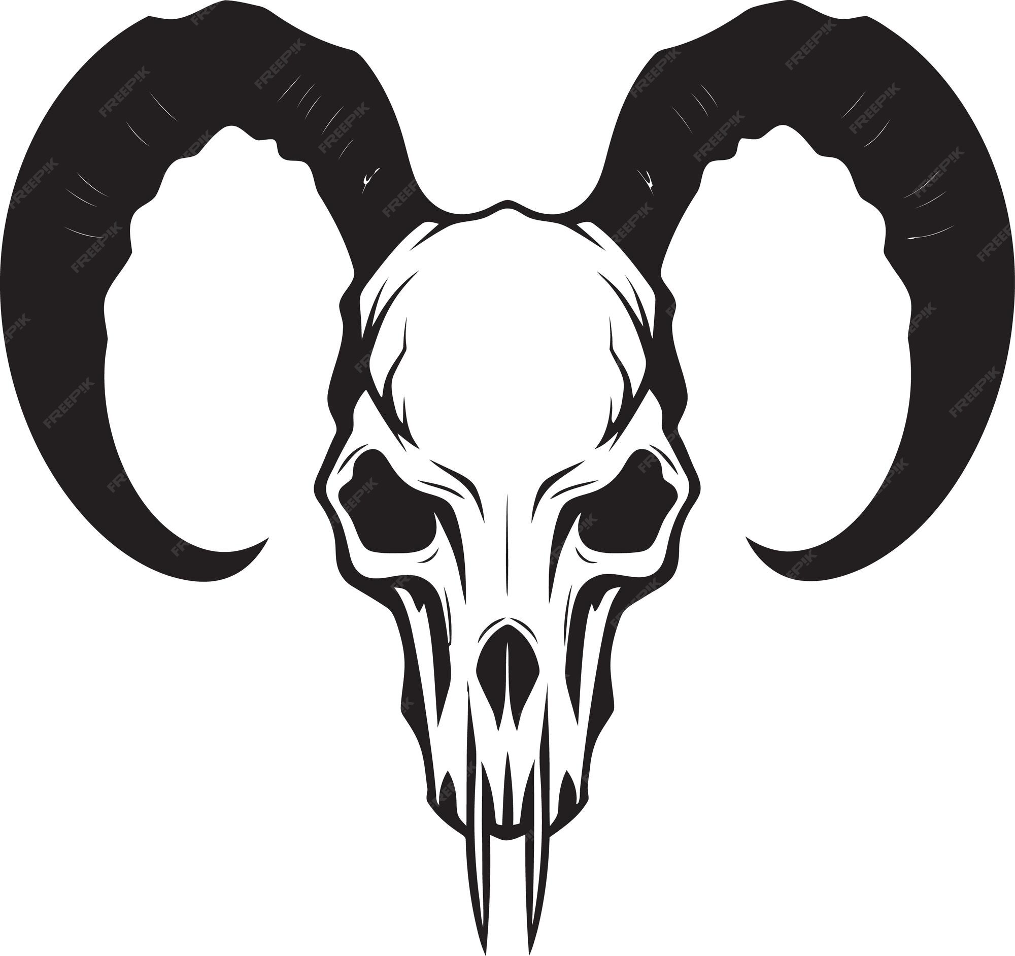 Premium Vector | A black and white image of a ram with horns