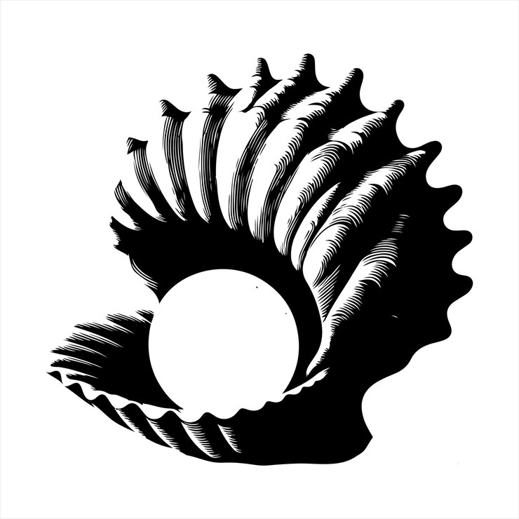 Vector a black and white image of a sea shell