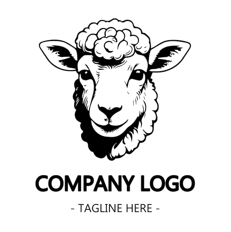 a black and white image of a sheeps head and the words  company  on it