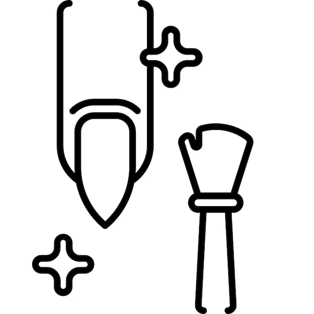 a black and white image of a shovel and a hammer