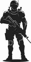 Vector a black and white image of a soldier holding a gun