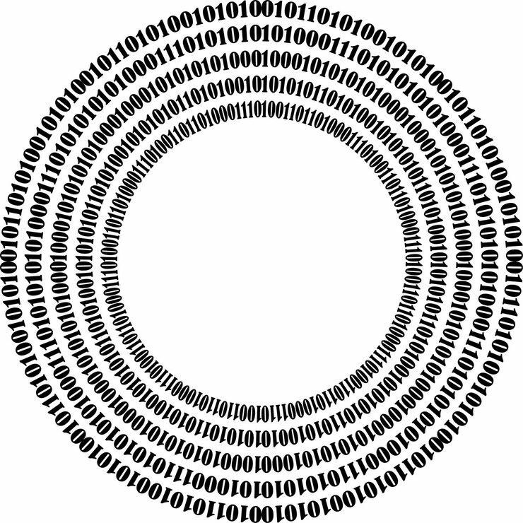 Vector a black and white image of a spiral of circles