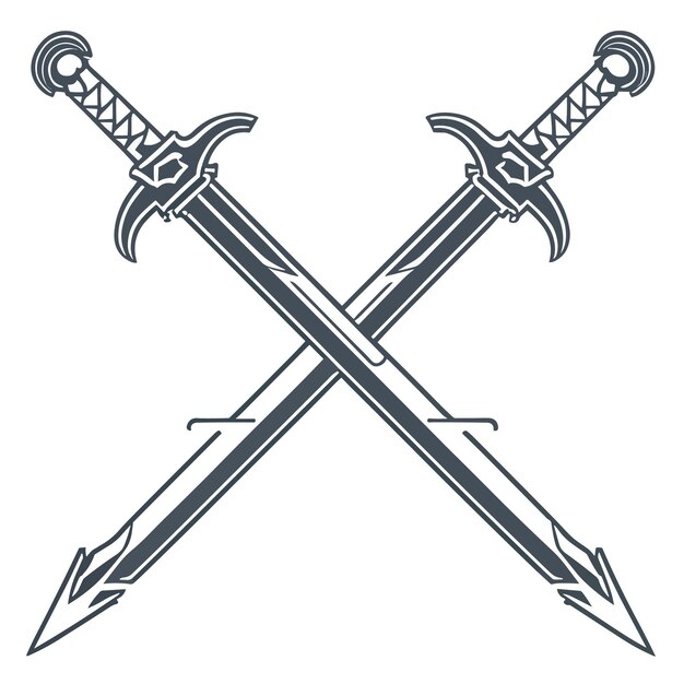 A black and white image of two crossed swords.