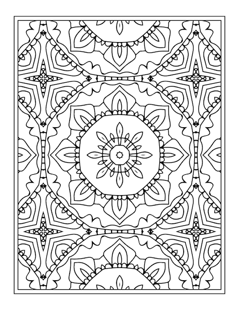 페이지를 색칠하기 위한 흑백 인도 만다라 패턴