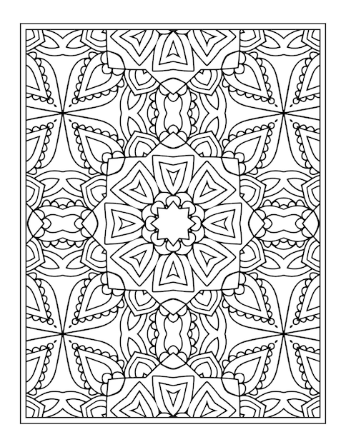 Black and White Indian mandala pattern for coloring pages