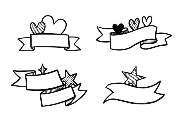 Black and White Ink Ribbons Hand made Vector Objects for Design