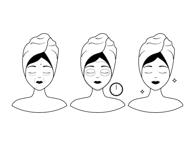 Black and white instructions for face mask