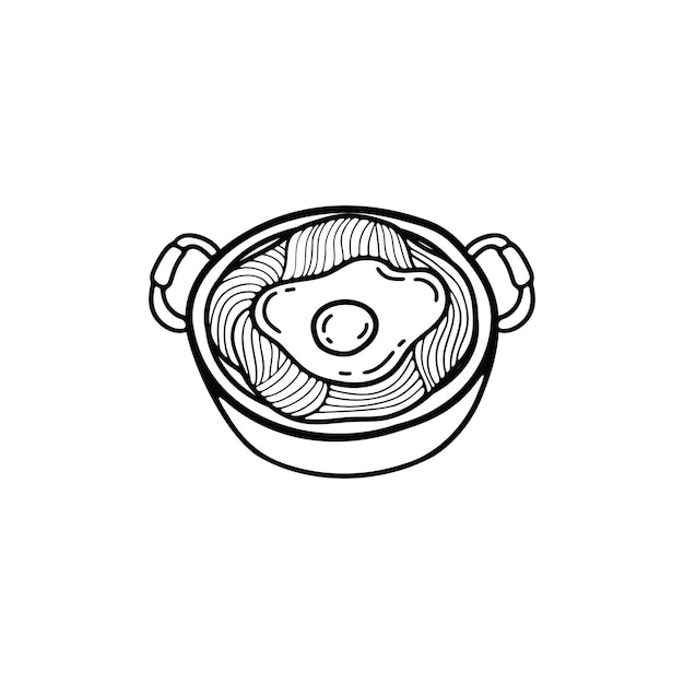 black and white isolate ramen japanese food flat style illustrations