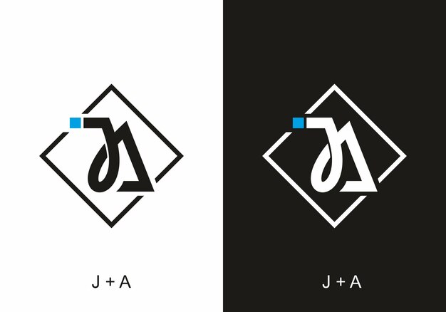 Vector black and white ja initial letter