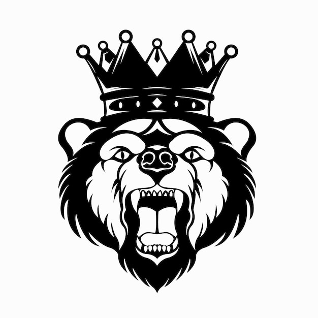 Black white king bear animal logo business