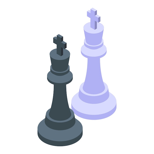 Black and white kings chess pieces standing on a chessboard