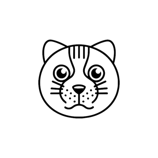 black and white kitten head vector illustration isolated on white background
