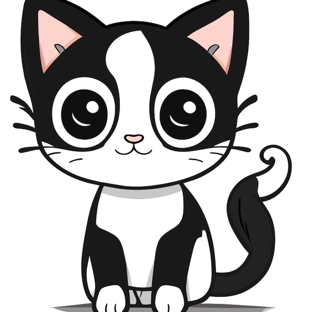 black and white kitten vector illustration cartoon