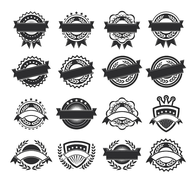 Vector black and white label template set