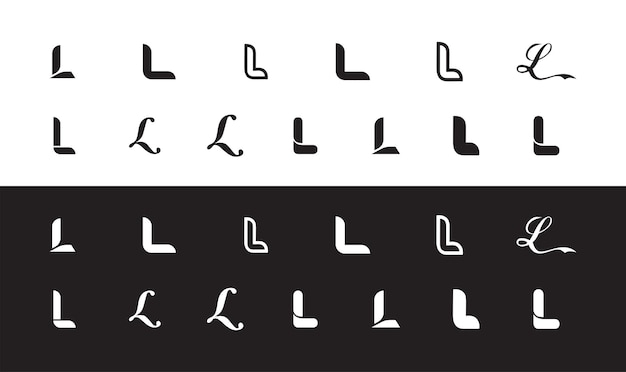 Black and white letter l logo collection