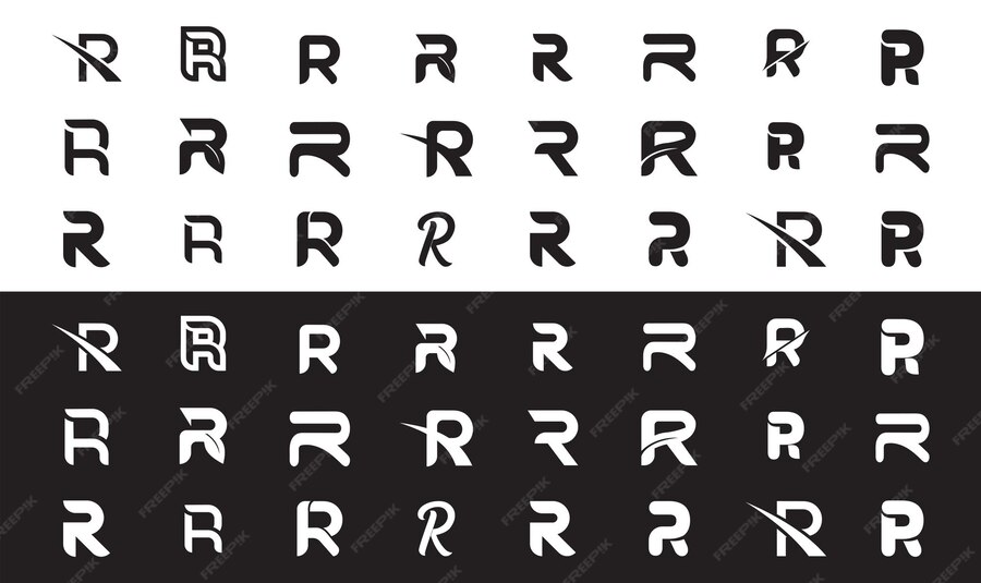Premium Vector | Black and white letter r logo collection