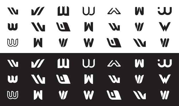 Black and white letter w logo collection