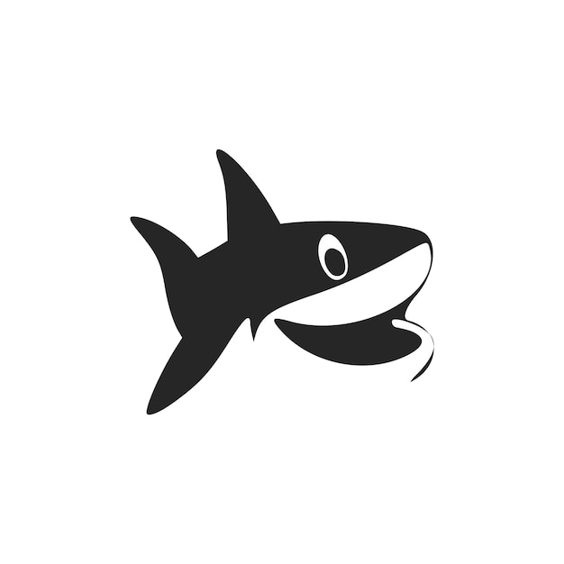 Black and white light logo with a charming cheerful shark